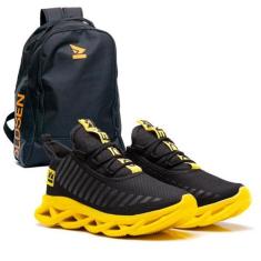 Imagem de Tênis Feminino Leve Macio Academia Fitness + Mochila - OLDSEN, Amarelo