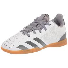 Imagem de adidas Tênis de futebol infantil unissex Predator Freak .4, Branco/Ferro Metálico/Vermelho Solar, 5.5 Little Kid