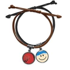 Imagem de DIYthinker Pulseira de couro com estampa de arte Sakura da cultura japonesa vermelha e branca com corrente de mão