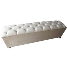 Imagem de Recamier Baú Capitonê Bege Suede Liso Casal 140 X 37 X 50 - Rbl
