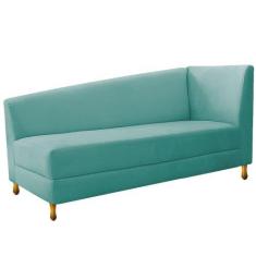 Imagem de Recamier Valéria 185cm Lado Esquerdo Suede Azul Tiffany - Doce Sonho M