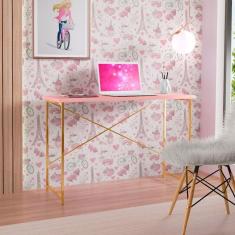 Imagem de Escrivaninha Industrial Juvenil Princesa Aço Carbono Klm Dourado-rosa