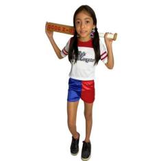 Imagem de Fantasia Roupa Alerquina Infantil Arlequina Harley Quinn Esquadrão Com