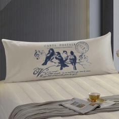 Imagem de Travesseiro De Corpo Body Pillow Off-White 40x130cm Pássaros Azul - FA