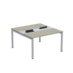 Imagem de Mesa Plataforma Dupla com Pé de Aço para Coworking 130X140/2P PDC13/14/2P Nogueira Casablanca/Cinza