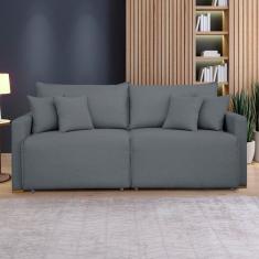 Imagem de Sofá Cama Retrátil e Reclinável 200cm Júlia Veludo/Cinza