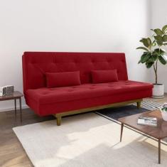 Imagem de Sofá Cama 3 Lugares em Suede Tokio Yescasa Vermelho/Castanho