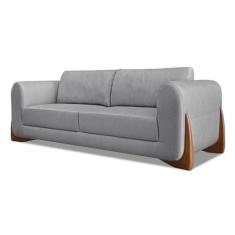 Imagem de Sofá 3 Lugares Base de Madeira Clarissa 250 cm Linho Cinza S04 - D'Rossi