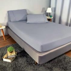 Imagem de Jogo de Lençol Malha Solteiro 2 Peças 100% Algodão Cinza