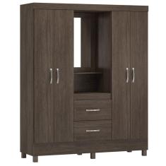 Imagem de Guarda Roupa 4 Portas Com Pés E Espelho Lord ébano Touch