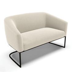 Imagem de Sofá Namoradeira 2 Lugares Base Industrial Preto Stella Bouclê Bege D03 - D'Rossi