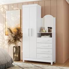 Imagem de Guarda Roupa Solteiro Com Cômoda 2 Portas 4 Gavetas Flex Albatroz