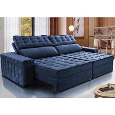Imagem de Sofá Retrátil e Reclinável 3,15m Cama Inbox Big Star com Softgeld40 Velupluma Azul