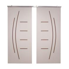 Imagem de Porta Dupla Branco Prime Frisada Kit Alumínio F08 - Smile - 210x140