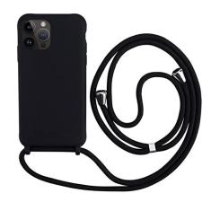 Imagem de Colar transversal com cordão e cordão capa para telefone para iPhone 14 Plus 13 12 Mini 11 Pro XS Max XR X Silicone TPU macio Capa traseira, preto, para iPhone XR