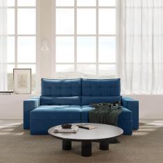 Imagem de Sofá Retrátil e Reclinável 4 Lugares 240cm Embaúba Extra Cabecasa Madeiramadeira Azul Diamante