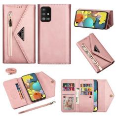 Imagem de Furiet Capa carteira para Samsung Galaxy A51 5G/A 51 5G UW Verizon bolsa de couro flip com zíper bolsa com suporte para cartão alça de ombro alça de pulso acessórios celulares capa de telefone para