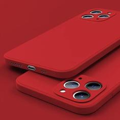 Imagem de Capa de telefone quadrada de silicone líquido para iPhone 14 12 11 13 Pro Max Mini X XR XS 7 8 Plus SE 2 Capa de proteção de lente completa, vermelha, para iPhone 11