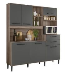 Imagem de Armario Cozinha 6 Portas e 2 Gavetas Salsa Avela/Off White Cristal - N