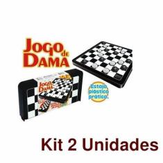 Imagem de Kit 2 Jogo De Dama Tabuleiro Estojo Plastico Lugo 26X26 Cm