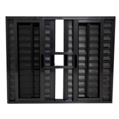 Imagem de Janela Veneziana 6 Folhas Alum nio Preto Linha 25 Com Grade -