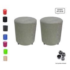 Imagem de Kit 2 Puff Banqueta Suede Redondo Decorativo Sala Quarto Cozinha - Mer