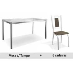 Imagem de Mesa Kappesberg Reno + 6 Cadeiras Florença Coma/Marrom