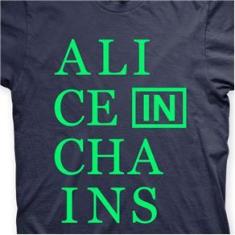 Imagem de Camiseta Alice In Chains Marinho e Verde em Silk 100% Algodão