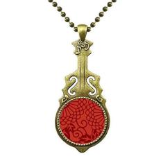Imagem de DIYthinker Colar com estampa de flores asiáticas estilo chinês japonês com pingente de música de guitarra antiga