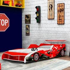 Imagem de Cama Carro Montessori Solteiro Com Colchão F1 Vermelho Erin Jm Móveis