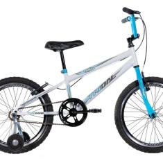 Imagem de Bicicleta Infantil Aro 20 Bmx Carbon Steel com Roda Lateral Branco/Azul