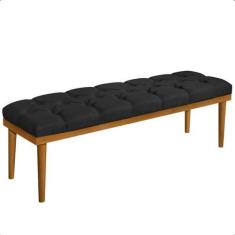 Imagem de Recamier Calçadeira Apolo Linho Preto Solteiro 1,00M Base Madeira Pés