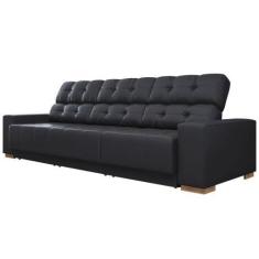 Imagem de Sofá Retrátil e Reclinável 5 Lugares Lisboa 350cm Couro Preto - Gran B