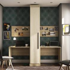 Imagem de Guarda Roupa Modulado 1 Porta 4 Prateleiras com 2 Escrivaninhas e 2 Pa