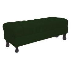 Imagem de Recamier Baú Luis Xv Capitonê Retrô 140cm Suede Verde Pés Madeira Ms D