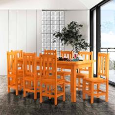 Imagem de Mesa Madeira Maciça MDP Com 8 Cadeiras 200 x 88 Marrom Serene Shop JM