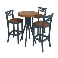 Imagem de Conjunto Mesa Bistrô com 3 Banquetas Azul Petróleo Valência