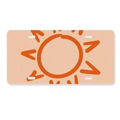 Imagem de DIYthinker Sun Sunshine Pintura à mão Placa de carro laranja Decoração de carro Acessório de aço inoxidável