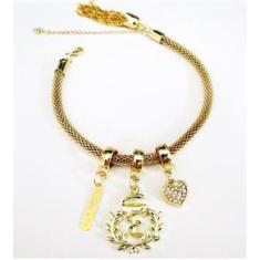 Imagem de Pulseira Profissão Farmácia Coração Folheado A Ouro 18k