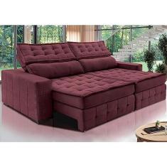 Imagem de Sofá Retrátil e Reclinável 2,75m Cama Inbox Big Puffer com Softgeld40 Velupluma Vinho