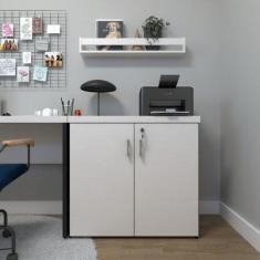 Imagem de Armário Baixo Com 2 Portas Para Escritório / Home Office Preto/Branco