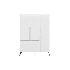 Imagem de Guarda Roupa Infantil 2 Gavetas 3 Portas Roupeiro Bebê Retrô Com Pés Melinda Bco - Phoenix Baby