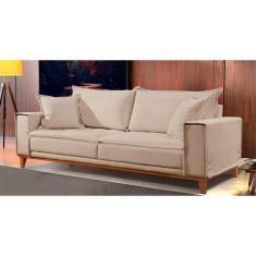 Imagem de Sofá Fixo Aquiles 3 Lugares Luxo 180cm Castellar Móbile Bege Claro