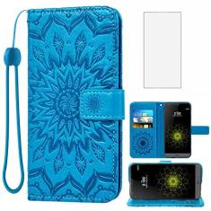 Imagem de Capa de telefone para LG G5 capa carteira com protetor de tela de vidro temperado e suporte de girassol de couro magnético fino suporte para cartão acessórios de celular LGG5 SE LG5 G 5 5G mulheres