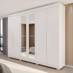 Imagem de Guarda-Roupa Casal Eldorado Premium 6 Portas 6 Gavetas com Espelho com Pés 100% Mdf Branco - Pnr Móveis