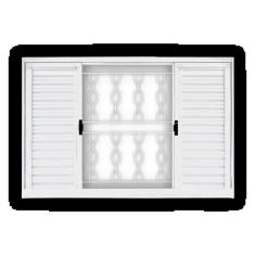 Imagem de Janela De A o Veneziana De Correr 100x200cm 6 Folhas Com Grad