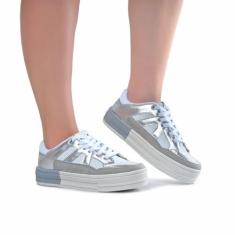 Imagem de Tênis Multimaterias Casual Feminino Flatform Via Star Shoes, Branco, C