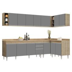 Imagem de Armário De Cozinha Modulado De Canto 7 Peças Cp35 Balcão Com Tampo Cas