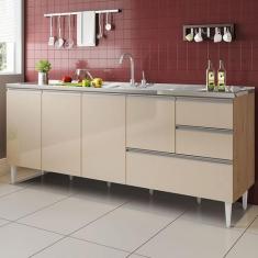 Imagem de Balcão para pia de 2,00 mt Maceio com gavetão Amendoa Off White - ByMa