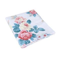 Imagem de Lençol de cima 100% algodão, branco, com estampa floral, ultramacio, respirável, lavável na máquina